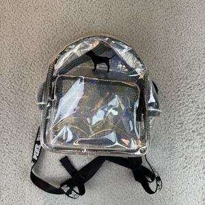Pink By Victoria's Secret Small Clear  Iridescent  Glitter Sparkle Backpack Vtg